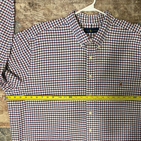 Ralph Lauren Polo Men's Classic Blue/Red Check Button-Down Oxford Shirt 3XB Logo - Picture 7 of 10